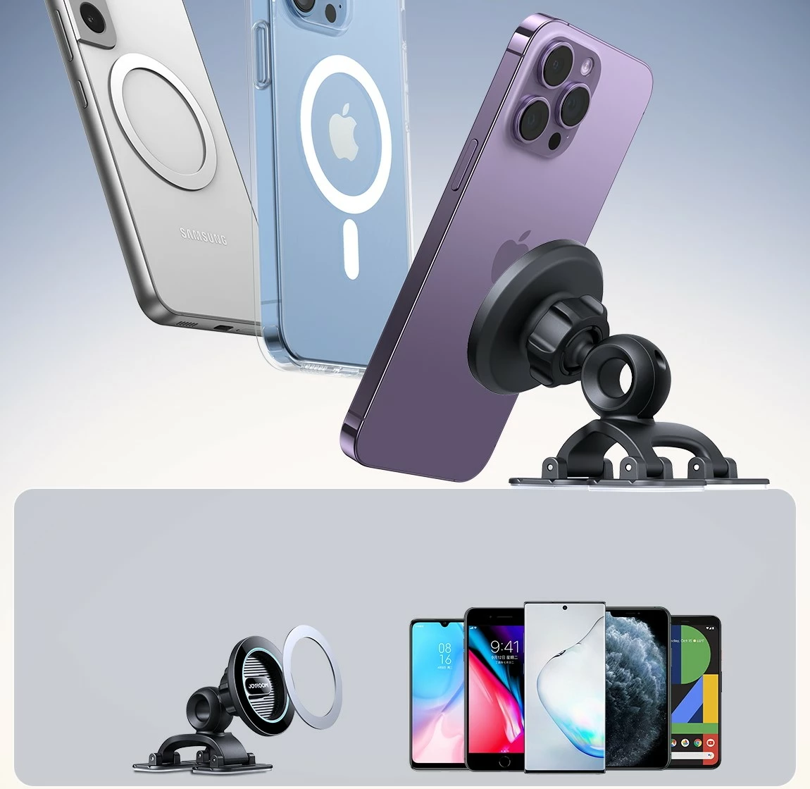 Mbajtës magnetik telefoni Joyroom JR-ZS366 për pult makine, i zi