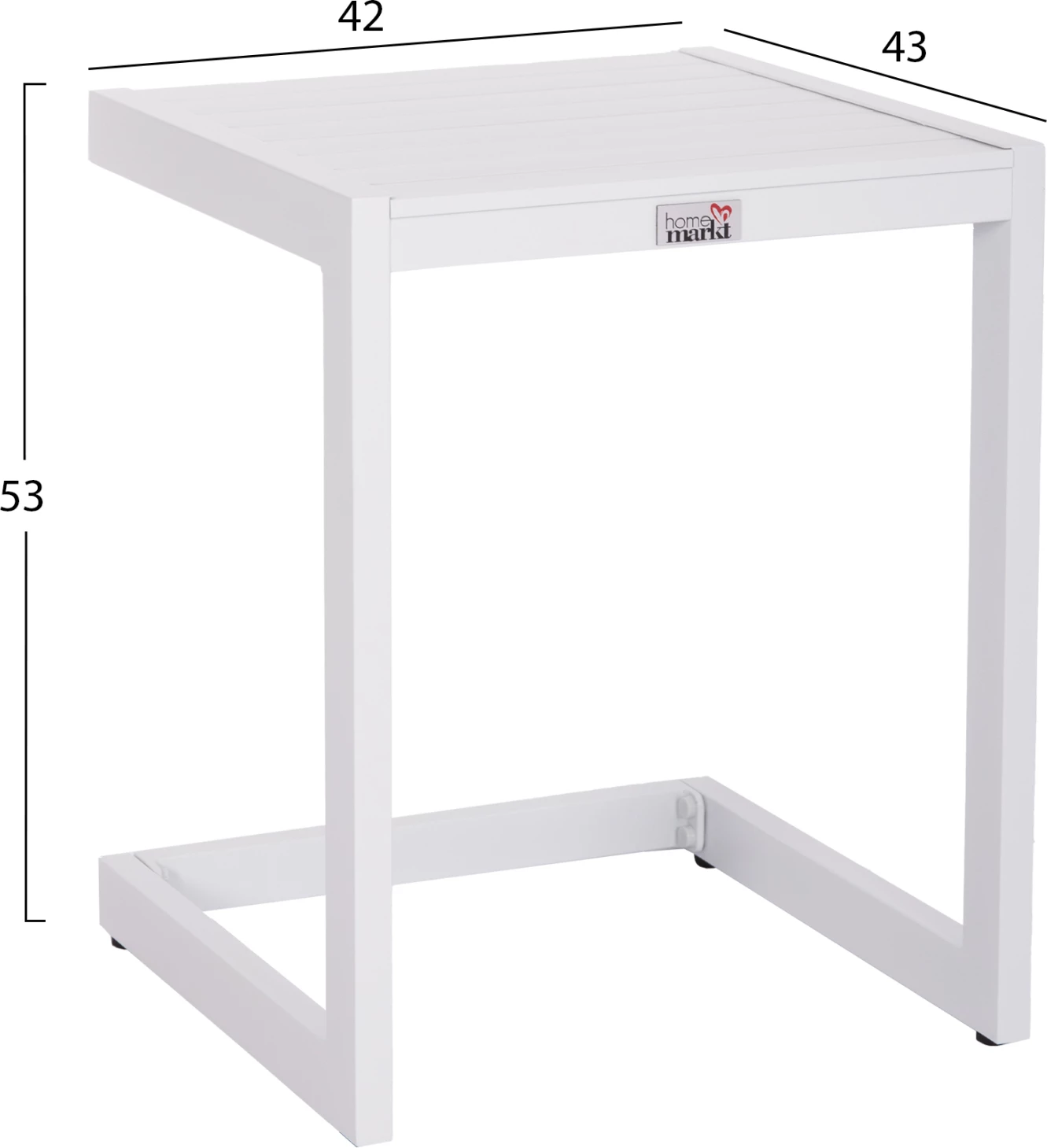 Tavolinë anësore për shezlong, alumini i bardhë, BELLING FH6274.01, 42x43x53cm