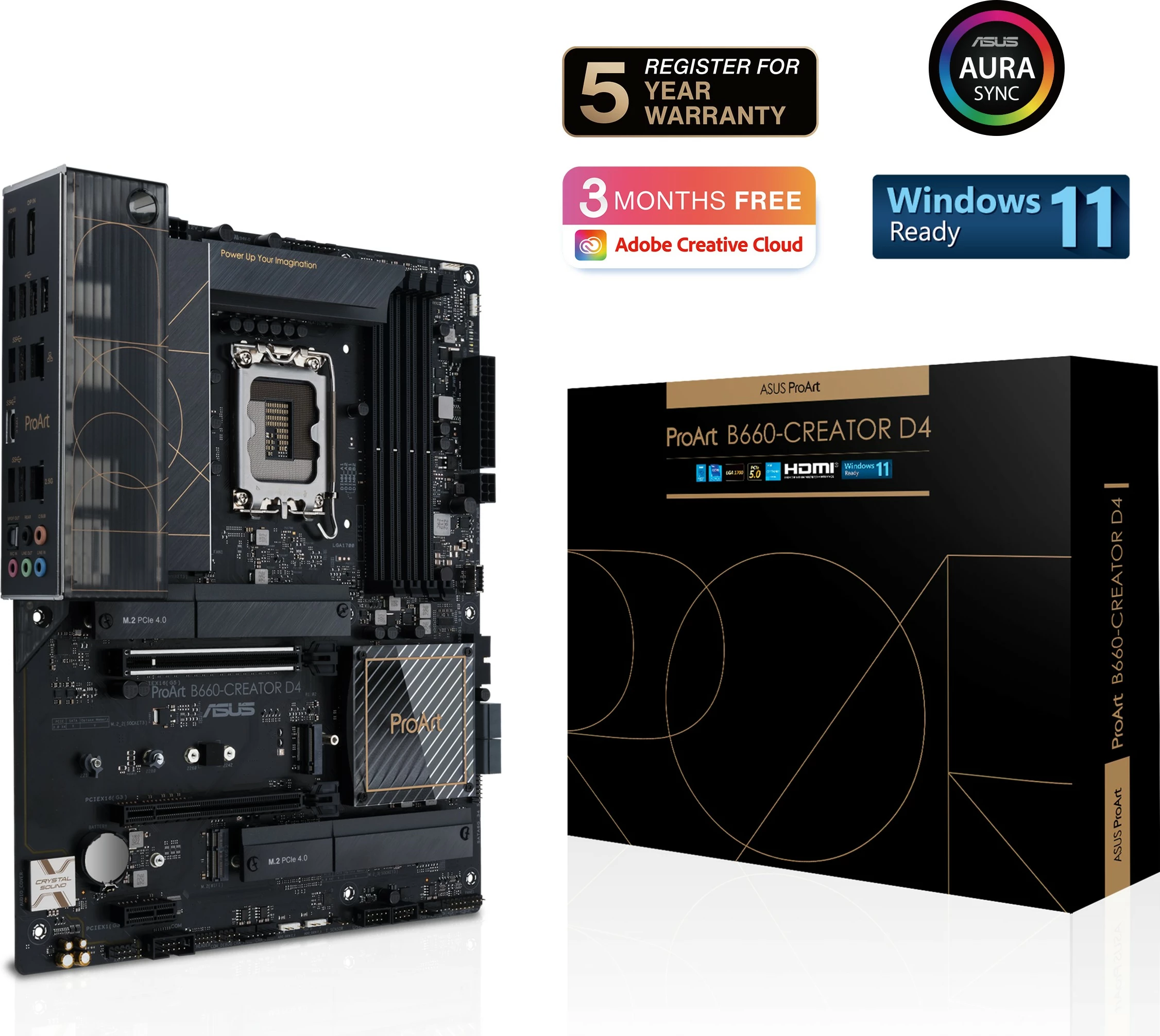 Pllakë amë ASUS PROART B660-CREATOR D4, LGA 1700, DDR4, ATX, e zezë