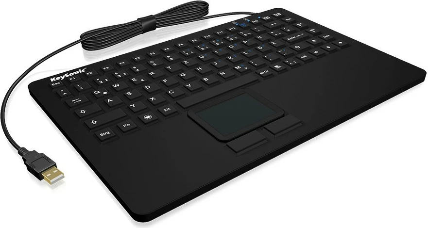 Tastierë KeySonic KSK-5230IN, touchpad + maus, silikon, IP68, USB, e zezë