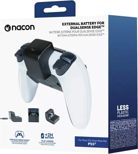 Bateri rikarikueshme Nacon për DualSense Edge, 1000 mAh, +2 orë, e zezë, me kabllo USB 1 m