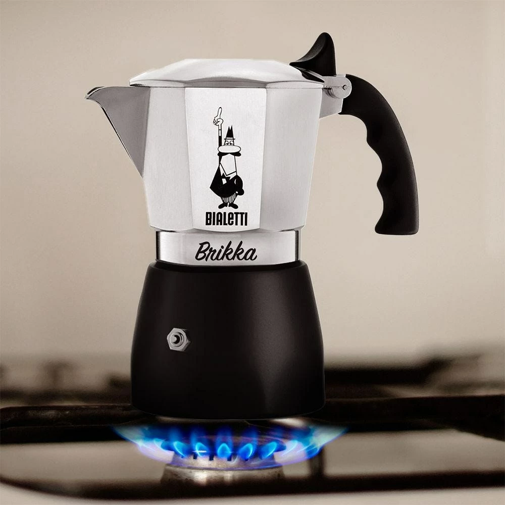 Moka pot Bialetti Brikka, 2 filxhanë, 0.1L, Alumini, E zezë