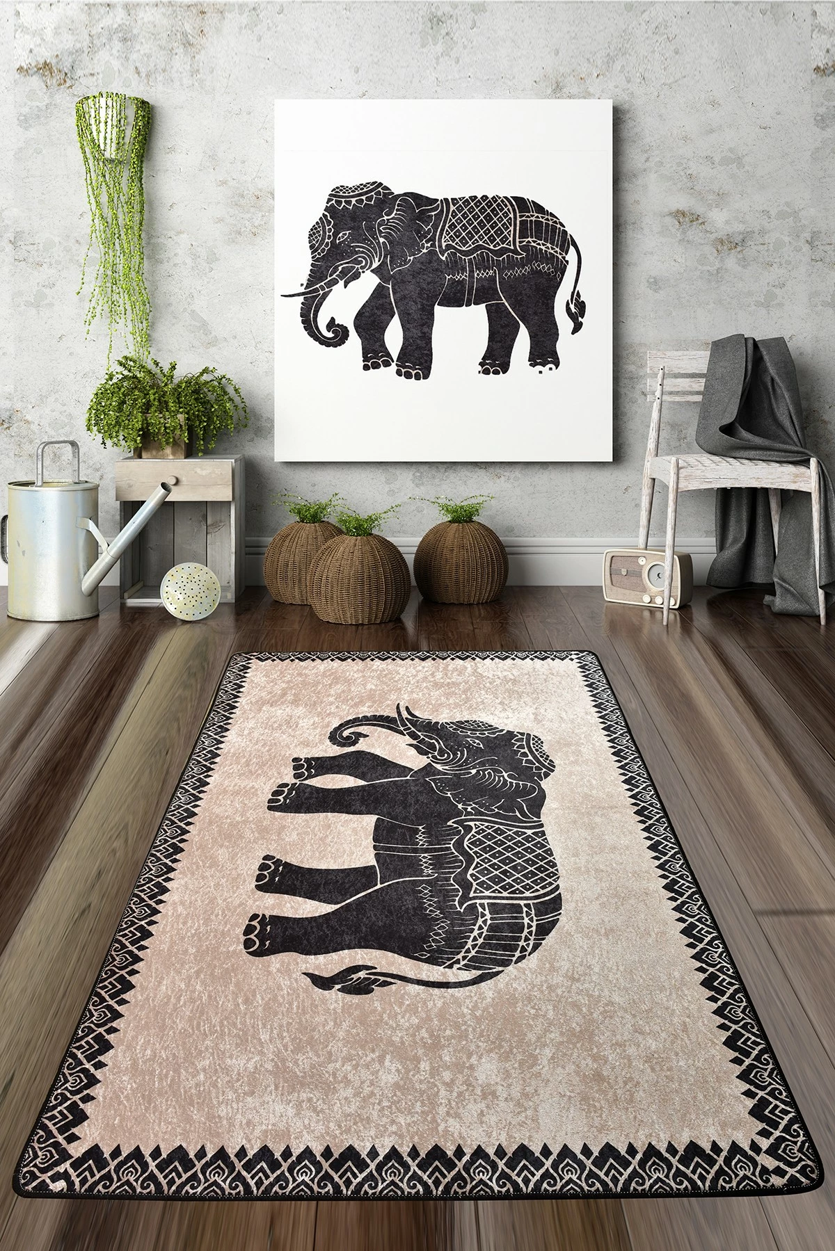 Qilim korridori, dizajn elefant, shumëngjyrësh, 80x150cm
