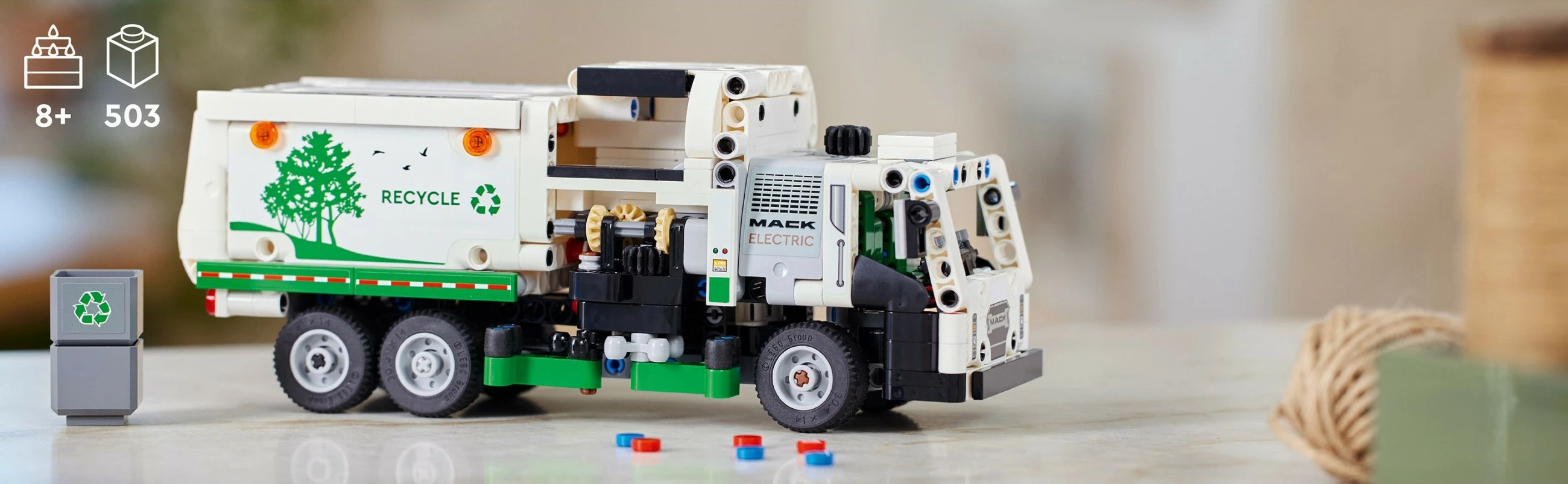 Set ndërtimi LEGO Technic Mack LR Electric Garbage Truck 503 pjesë shumëngjyrëshe