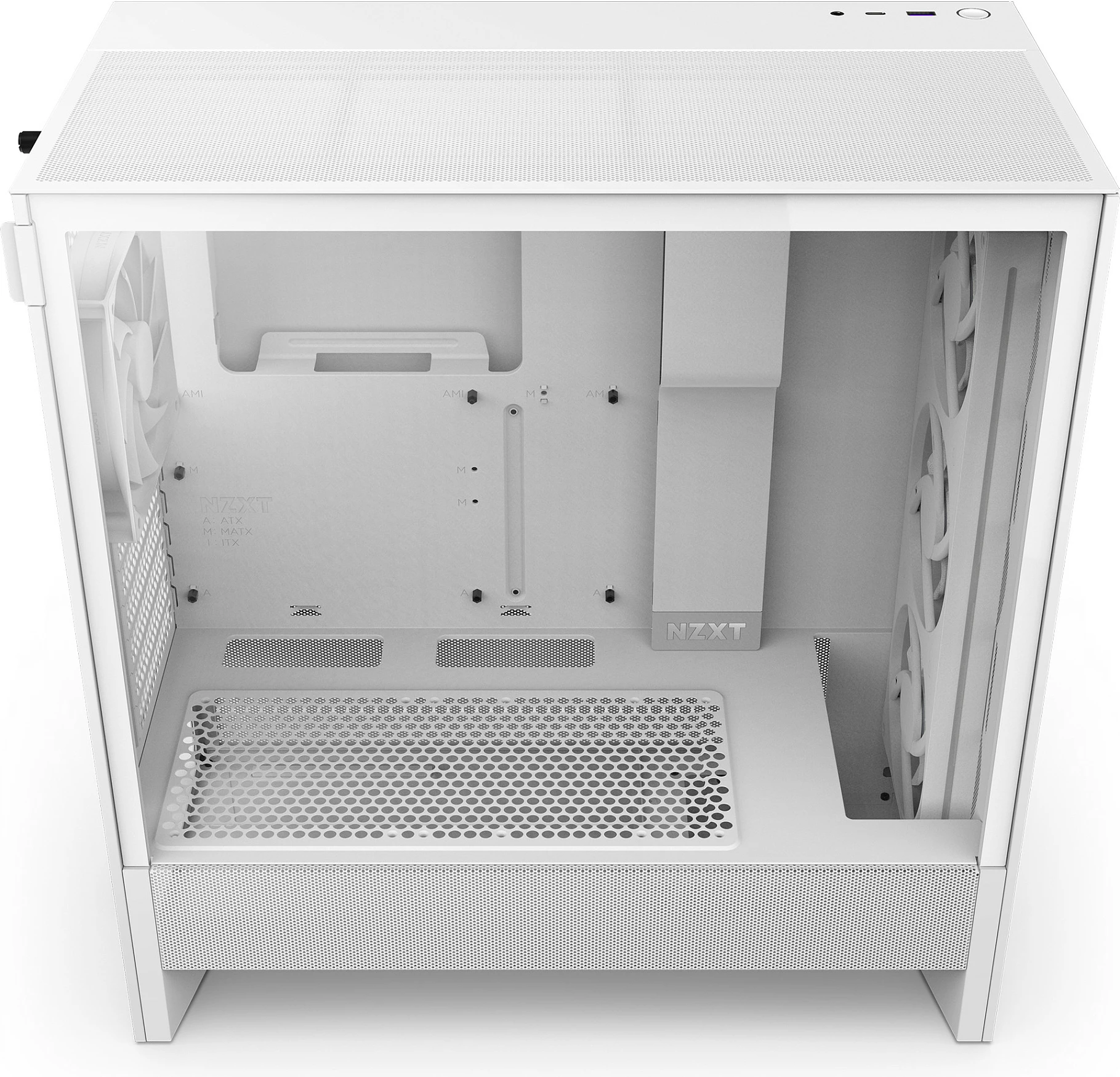 Kasë NZXT H5 Flow RGB, Midi Tower, ATX/EATX/micro ATX/Mini-ITX, xham i kalitur, RGB, e bardhë