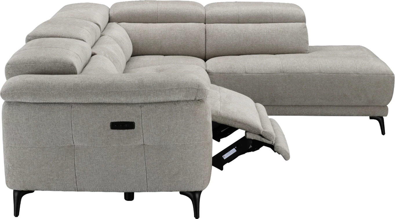 Këndare e djathtë 5-vendëshe me recline, stof bezhë, CD3315.02R, 275x231x77cm