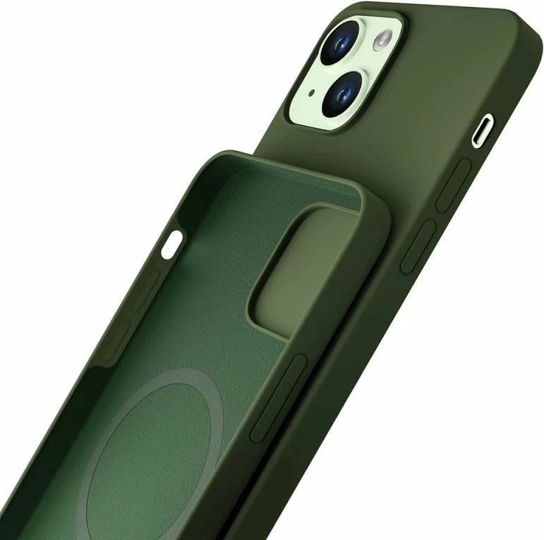Kapak telefoni 3mk Hardy Silicone MagCase për iPhone 15 Plus, i gjelbër