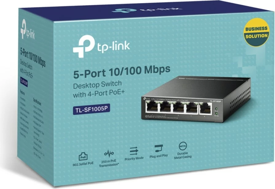 Switch TP-Link 5-Port 10/100Mbps Desktop PoE, i pa menaxhuar, Fast Ethernet, Full duplex