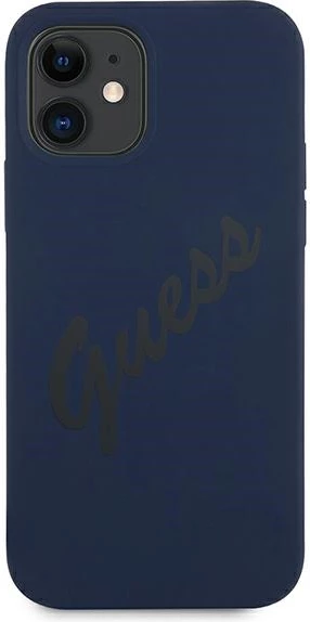 Mbështjellës Guess GUHCP12SLSVSBL për iPhone 12 mini 5.4\", hardcase TPU/silikon, Script Vintage, blu