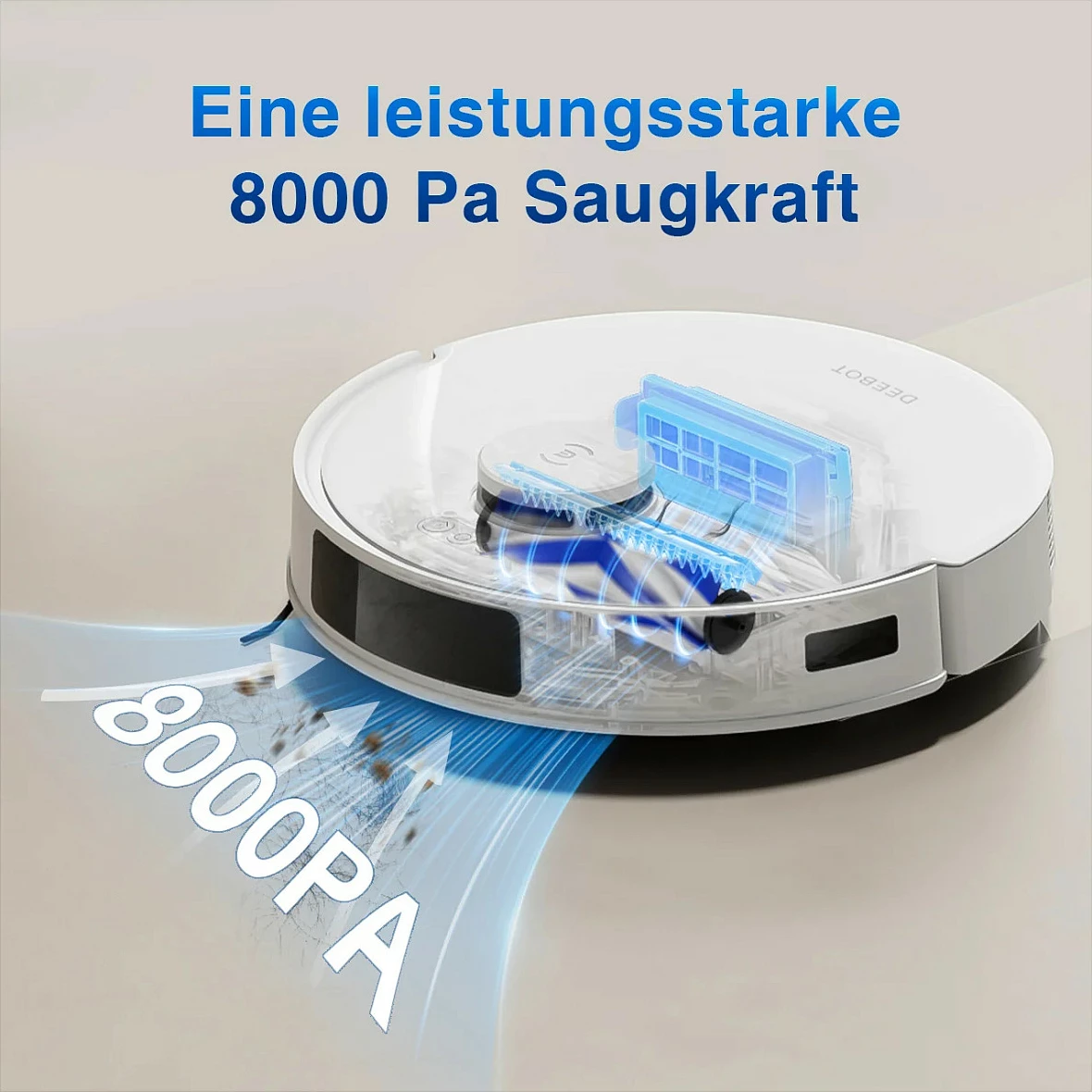 Robot fshesë ECOVACS Deebot N20 Plus, 8 kPa, 5200 mAh, stacion pa qese, me mop, i bardhë