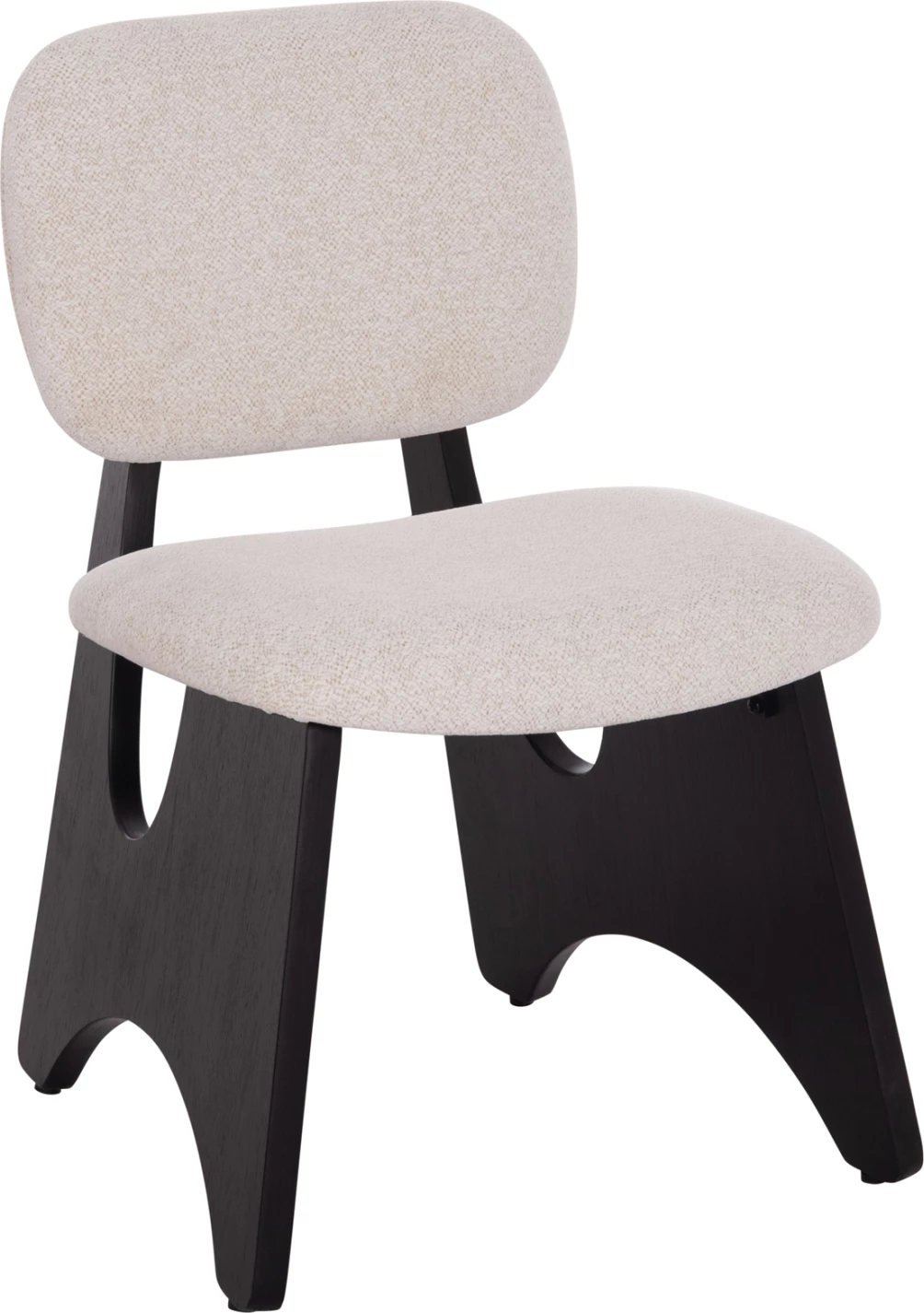 Karrige ngrënieje BELLISI, stof krem i bardhë, dru i zi, FH18248.02, 53x56x78cm, set prej 2 copësh