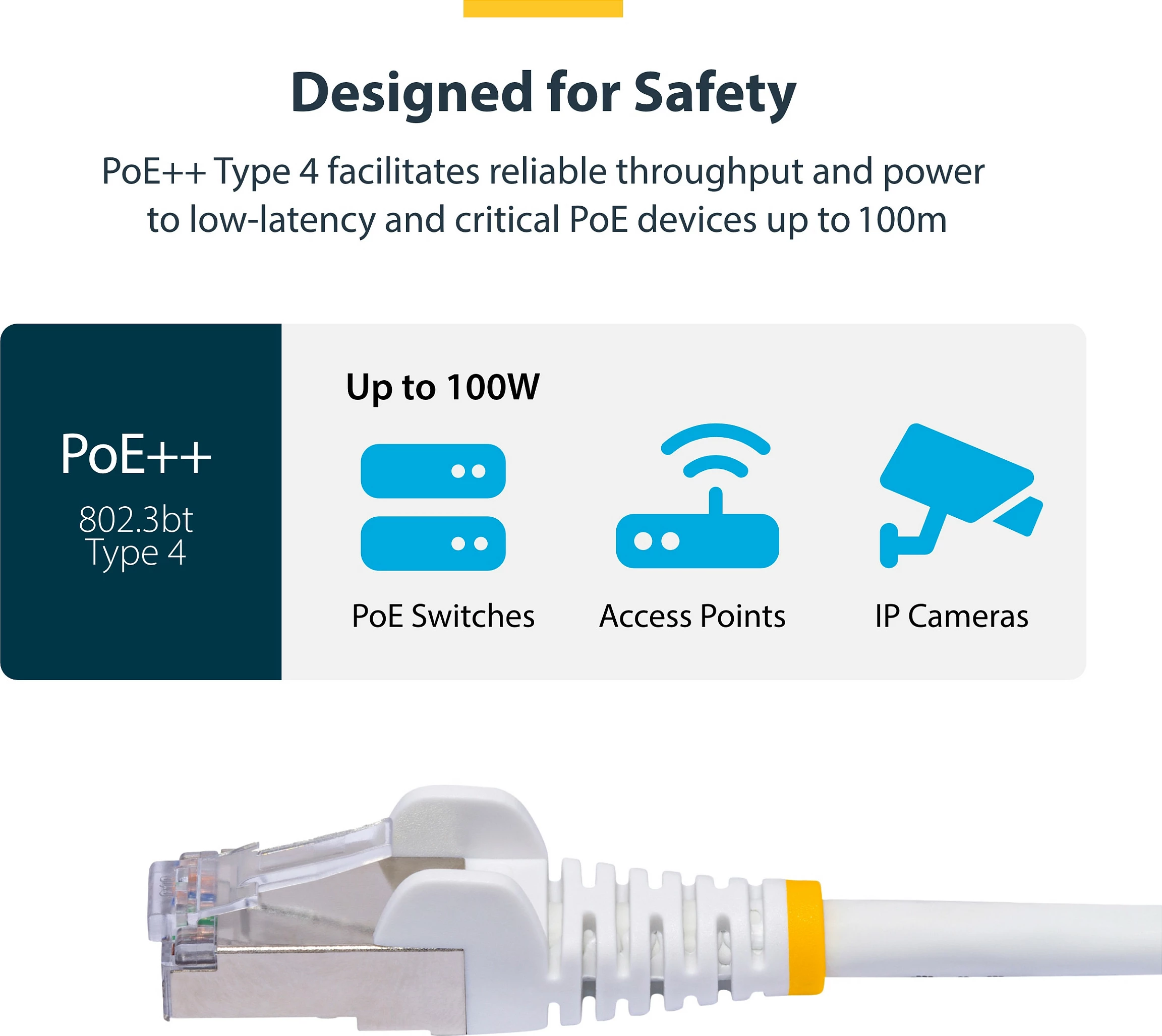 Kabllo rrjeti StarTech CAT8 RJ45 0.5m, 40Gbps, PoE++ (100W), S/FTP, LSZH, e bardhë