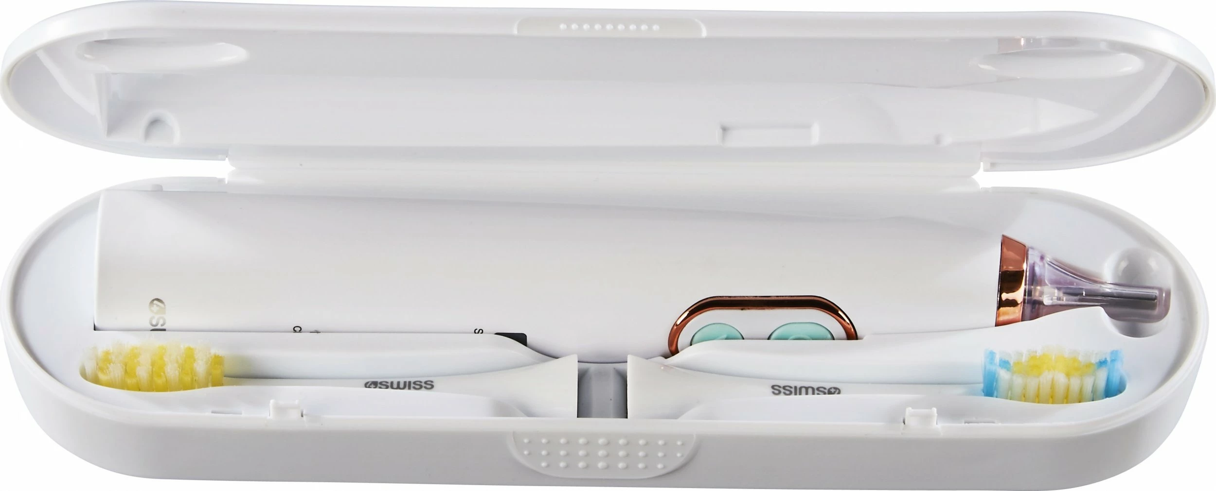 Furçë dhëmbësh elektrike sonike 4Swiss ST212 Sensitive Care Golden Edition, 2 koka + këllëf udhëtimi, e bardhë