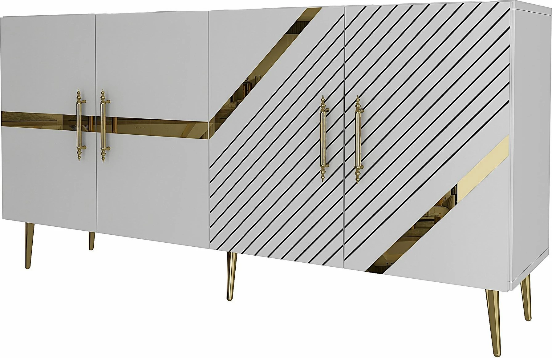 Konsolë moderne, ngjyrë e bardhë dhe ari, Skye Decor, Fuga KB150