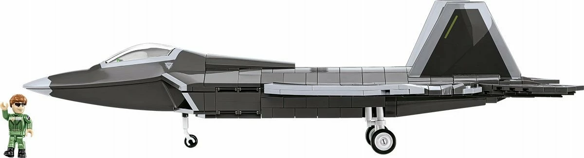 Set blloqesh ndërtimi Cobi Lockheed F-22 Raptor GXP-914620, 695 copë, shkallë 1:48, 1 figurë pilot, me stendë ekspozimi, e hirtë