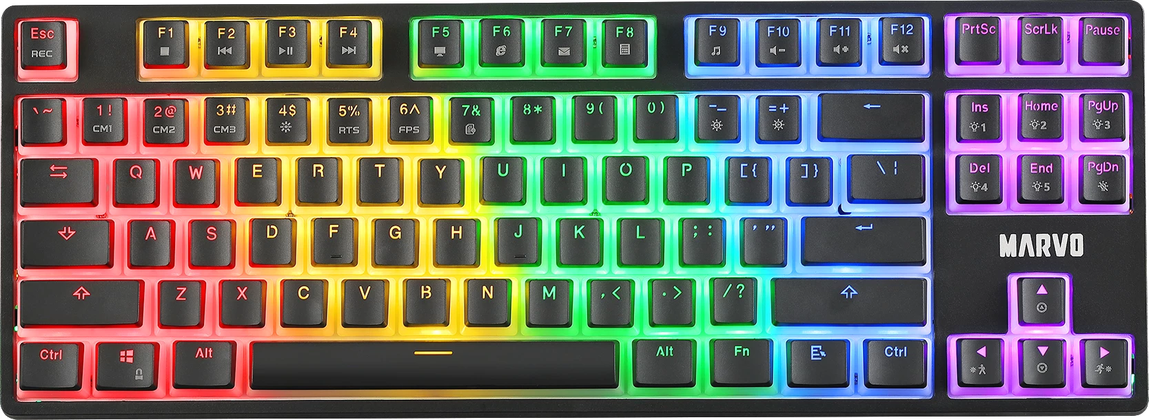 Tastierë mekanike gaming Marvo KG946, switcha të kuq, RGB, me kabllo, TKL, e zezë