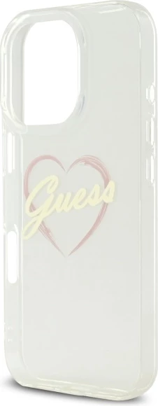 Mbështjellës Guess IML Heart për iPhone 16 Pro Max, Transparent