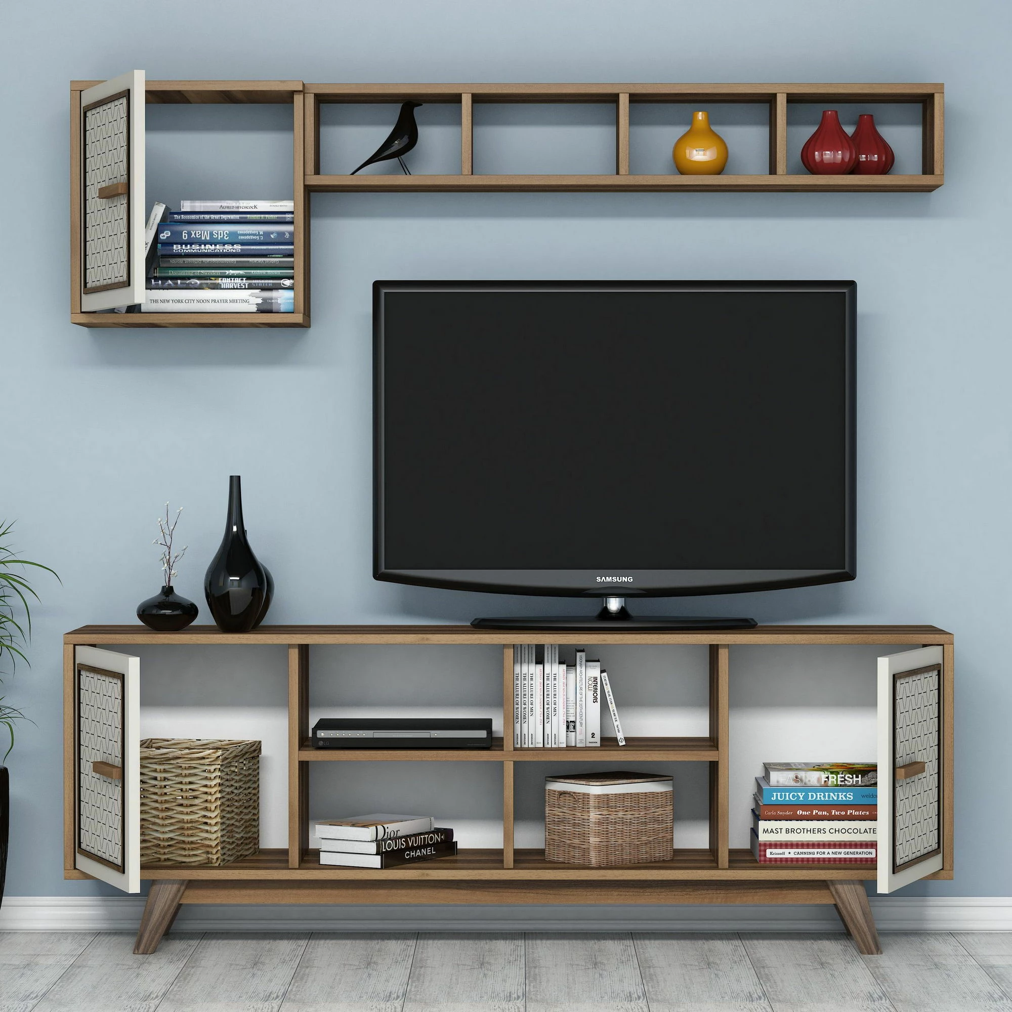 Set mobiljesh për dhomë dite Skye Decor, Ayla, ngjyrë arre dhe krem