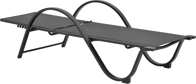 Shezlong me krahë, alumini dhe tekstilene, ngjyrë gri e errët, 200x62x35