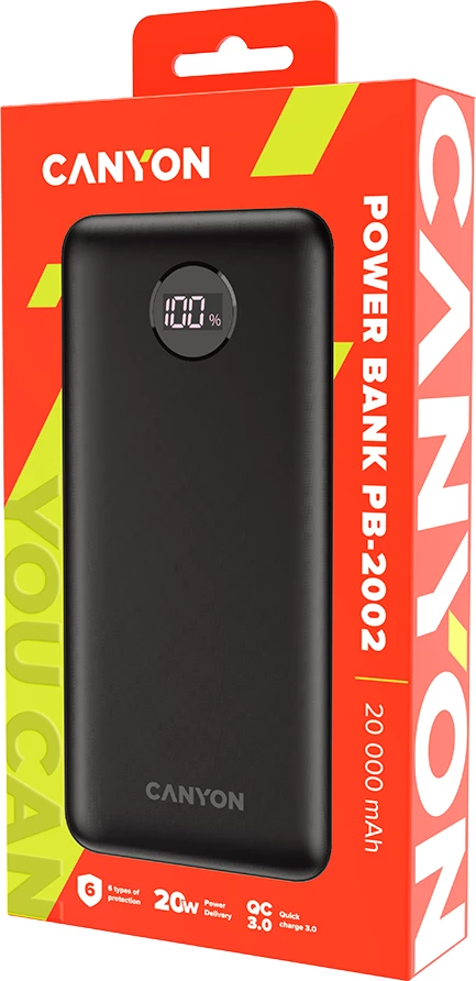 Power bank CANYON PB-2002 20000 mAh PD 20W QC 3.0, i zi