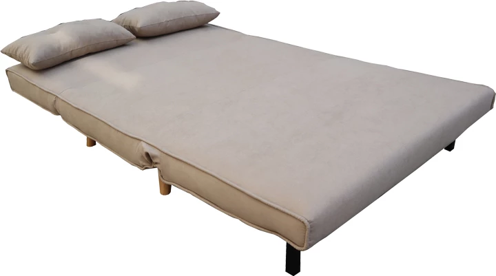 Divan-krevat dy ulëse, material bezhë, këmbë druri natyrale, 122x80x81cm