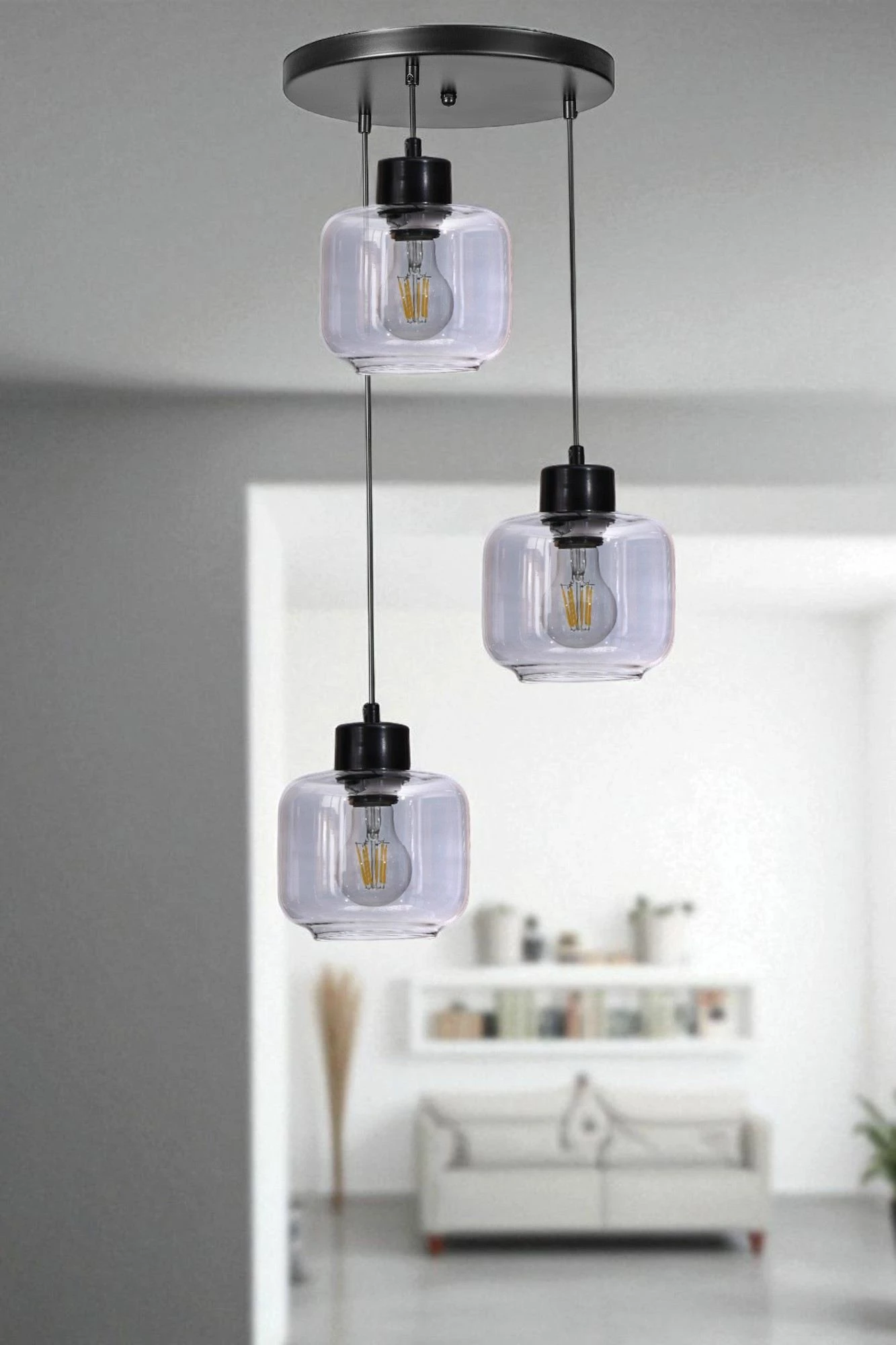 Llambadar Opviq, 9061-3, metal e xham, gri e zi