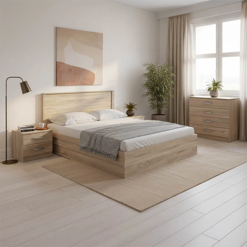 Set dhome gjumi Athos, ngjyrë sonoma, krevat 160x200cm, set 4 pjesësh