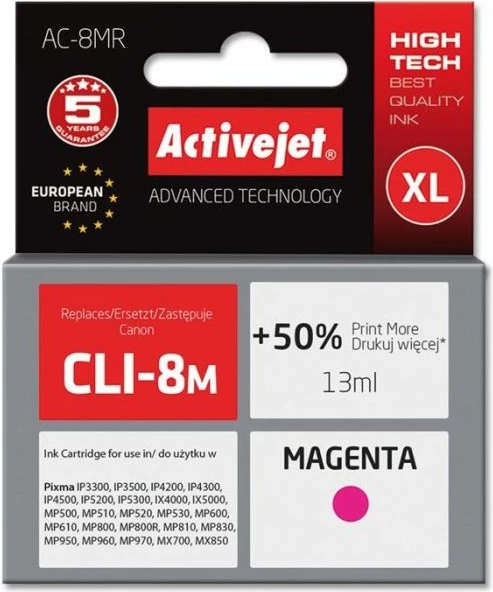 Kartush boje ActiveJet CLI-8M (AC-8MR) 13 ml XL, magenta