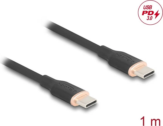 Kabllo USB-C DeLOCK 81238, 1 m, USB 2.0, USB PD 60 W, e zezë