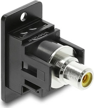 Adapter panel-montim DeLOCK RCA femër-femër, flat, zi/verdhë