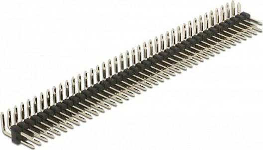 Pin header DeLOCK 2x40 pin, 2.54 mm, këndor, 5 copë, zi/metalik