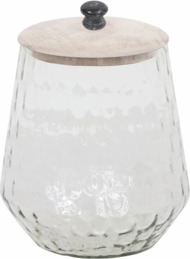 Kavanoz qelqi me kapak, ngjyrë druri e zbardhur, 14x14x20cm