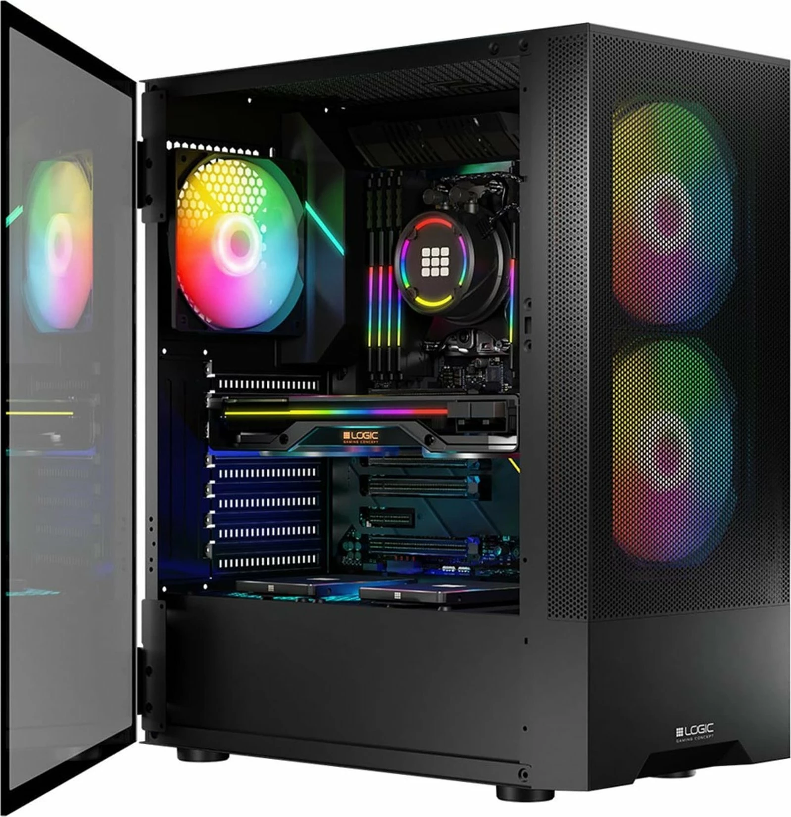 Kasë Logic Concept Arya ARGB (AT-ARYA-10-000000-0002) Midi Tower ATX, me xham të temperuar, pa furnizim energjie, e zezë