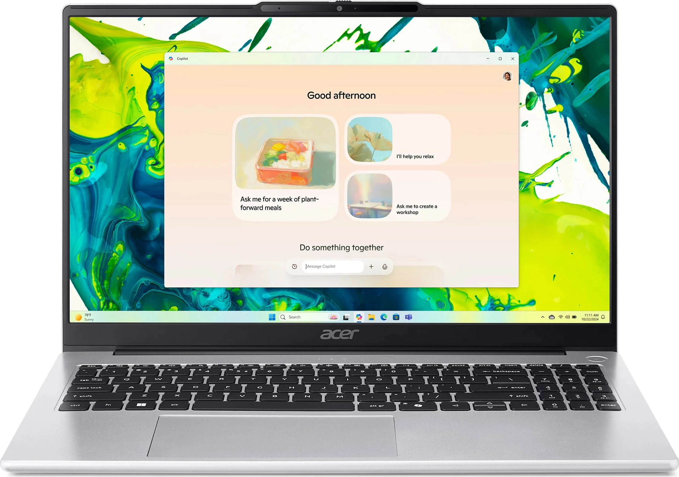 Laptop Acer Aspire Lite AL15-45P-R15P, Ryzen 7 5825U, 16GB RAM, 1TB SSD, Windows 11 Home, argjendtë