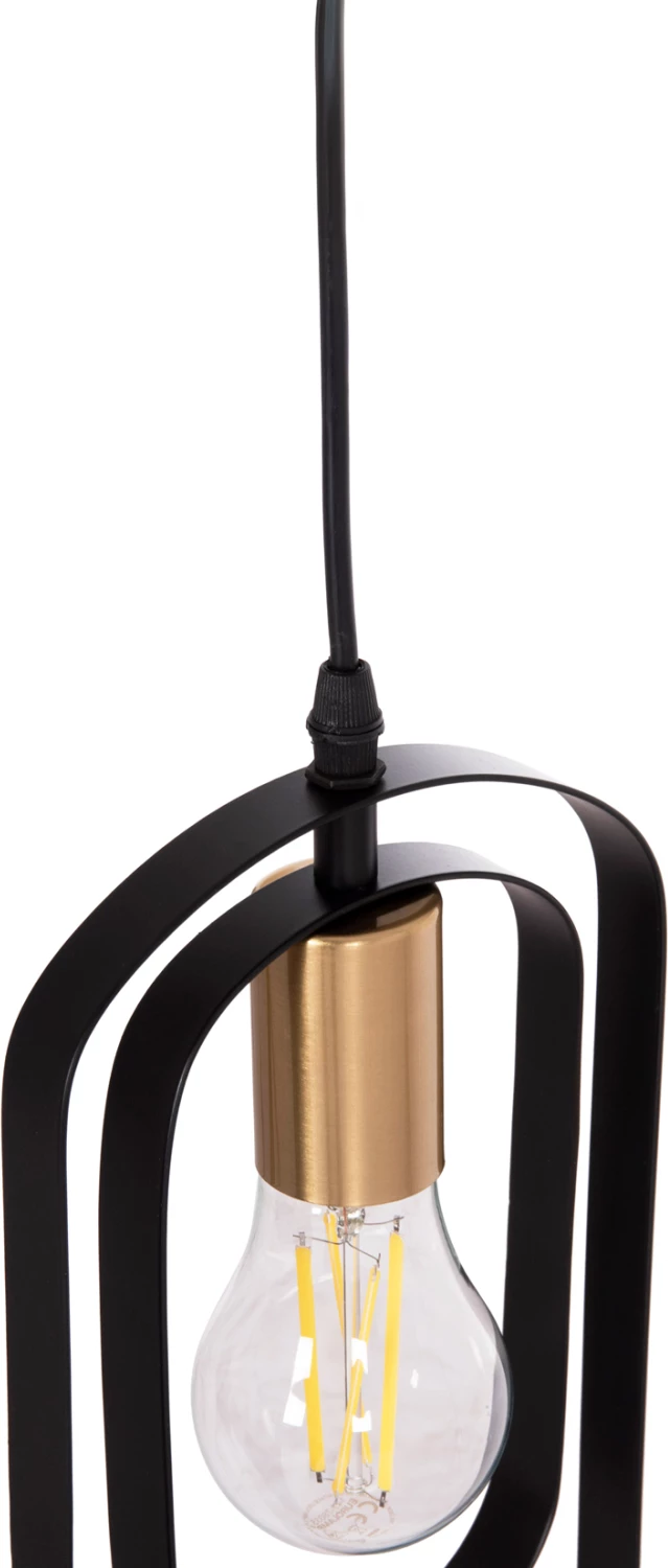 Llambë tavani varëse BIUT, metal i zi, priza e artë, FH7537.11, 15.5x4x130cm