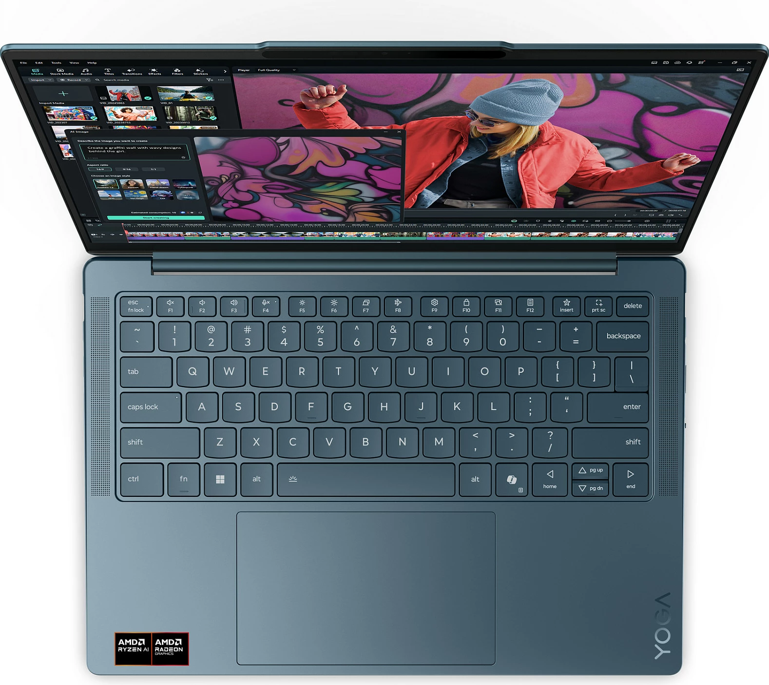 Laptop Lenovo Yoga Slim 7, Ryzen AI 7 350, 16GB RAM, 512GB SSD, 14" 2.8K, Windows 11 Home, Tidal Teal