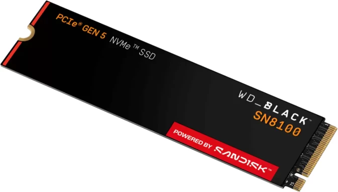 SSD NVMe SanDisk WD Black SN8100 WDS400T1X0M 4TB M.2 2280 PCIe 5.0 NVMe 2.0 me heatsink RGB, e zezë