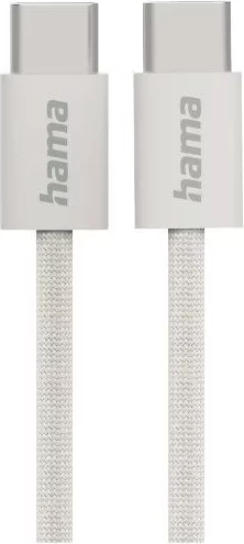 Kabllo karikimi Hama "Fabric", USB-C - USB-C, 1m, Najlon, bezhë