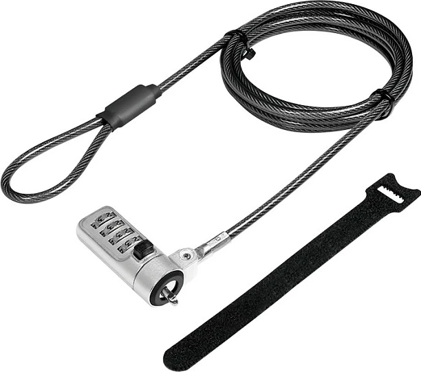 Kyç sigurie për laptop LogiLink Noble Lock, kombinim 4-shifror, kabllo çeliku, e zezë