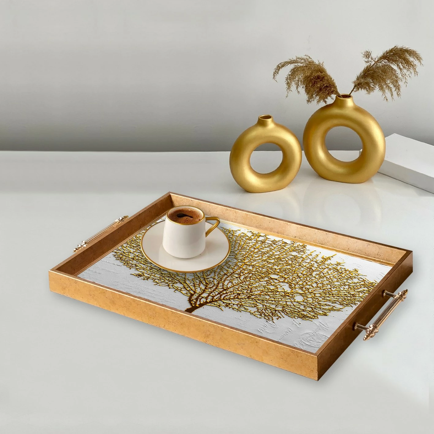 Tabaka dekorative prej qelqi, shumëngjyrëshe, Aberto Design, TPEA9943, 50x29x3.5 cm
