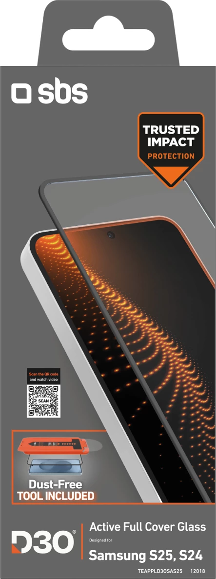 Xham i temperuar SBS D3O për Samsung Galaxy S24/S25, transparent, me aplikator