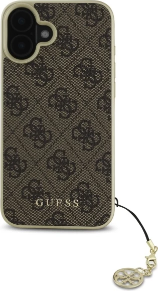 Mbështjellës Guess 4G Charms Collection për iPhone 16, Kafe