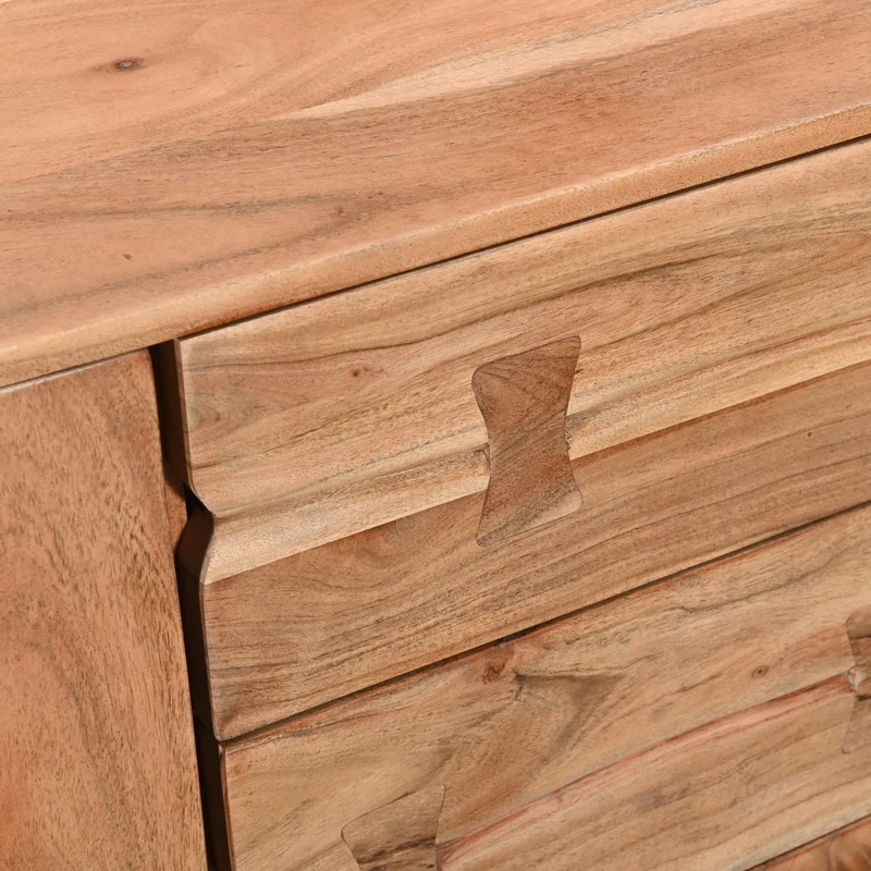 Bufe Leontina, dru akacie i fortë, këmbë metalike të zeza, 150x45x86cm