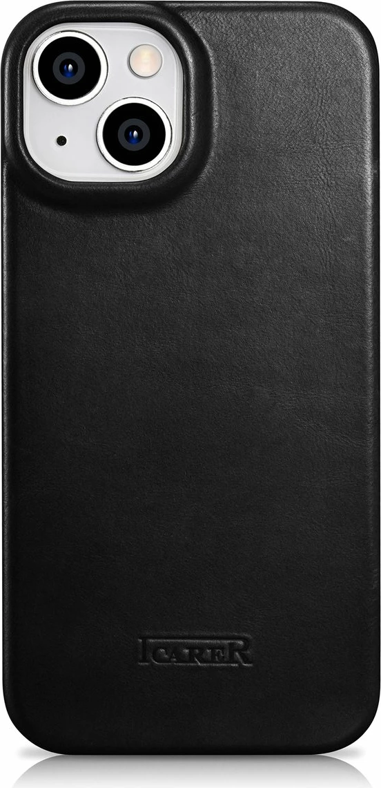 Mbështjellës iCarer Oil Wax Premium Leather Folio për iPhone 14 Plus, MagSafe, i zi