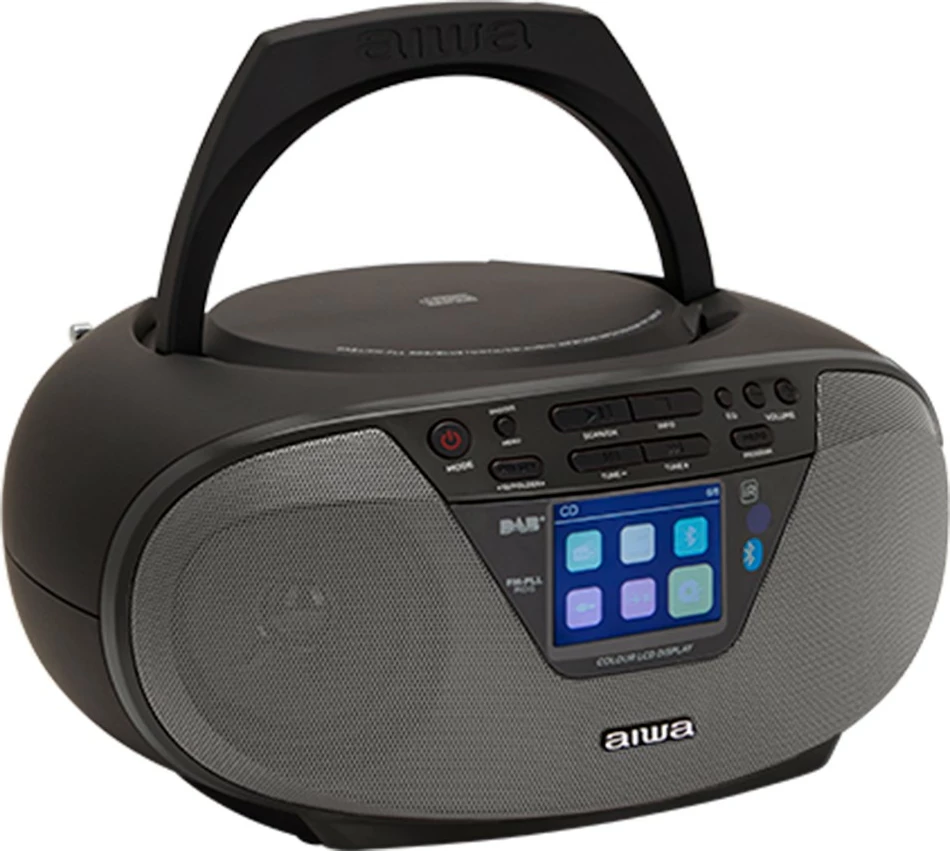 Radio boombox AIWA BBTU-500DAB/BK, CD/MP3/USB/Bluetooth, DAB+/FM-RDS, 6W RMS, ekran 2.4\", e zezë