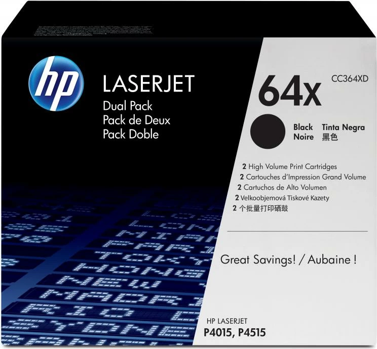 Toner, HP, 64X CC364XD, rendiment deri 24,000 faqe, e zezë, Dual Pack