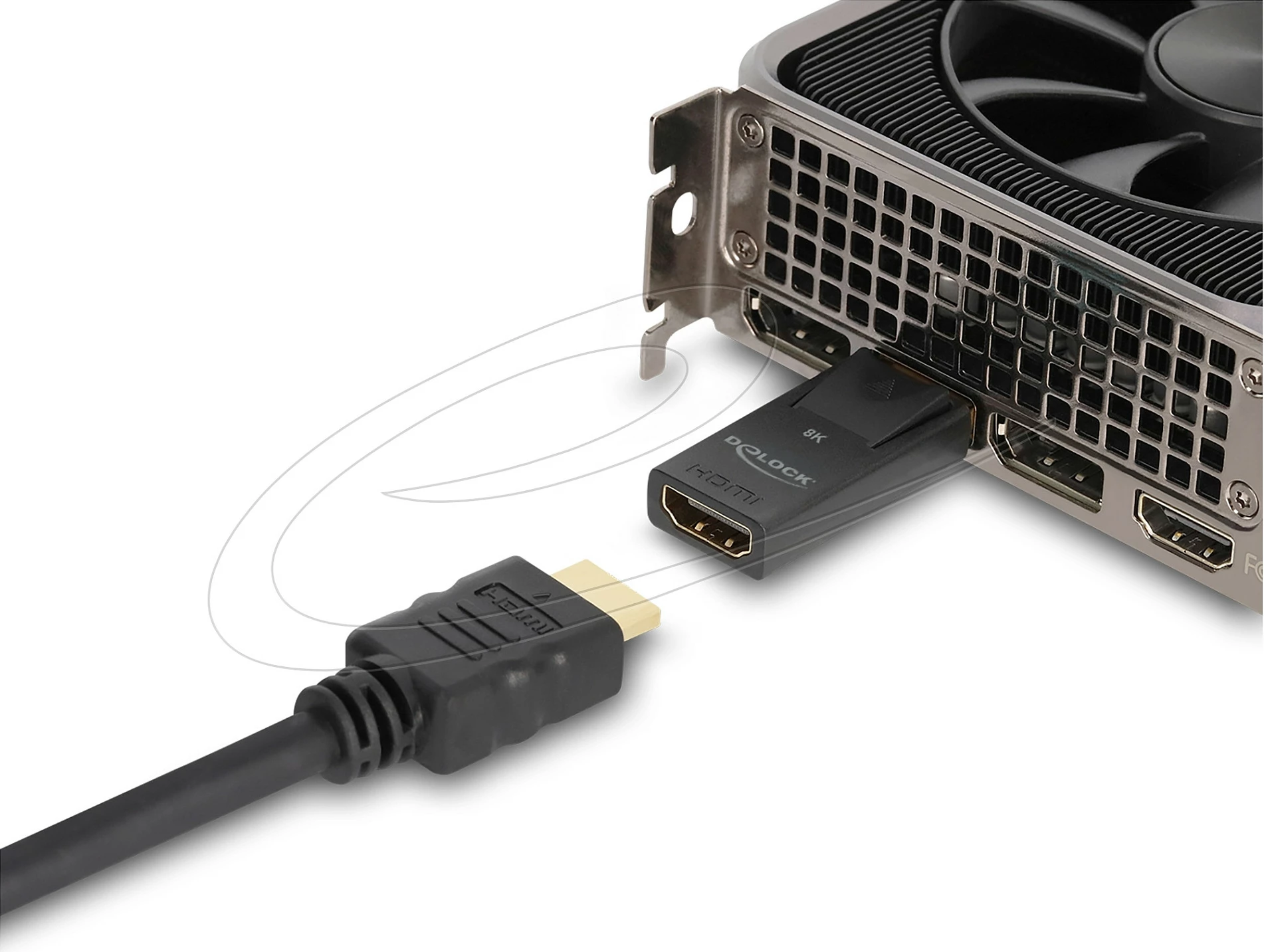 Adapter DisplayPort në HDMI DeLOCK 61084, 8K 60Hz, aktiv, i zi