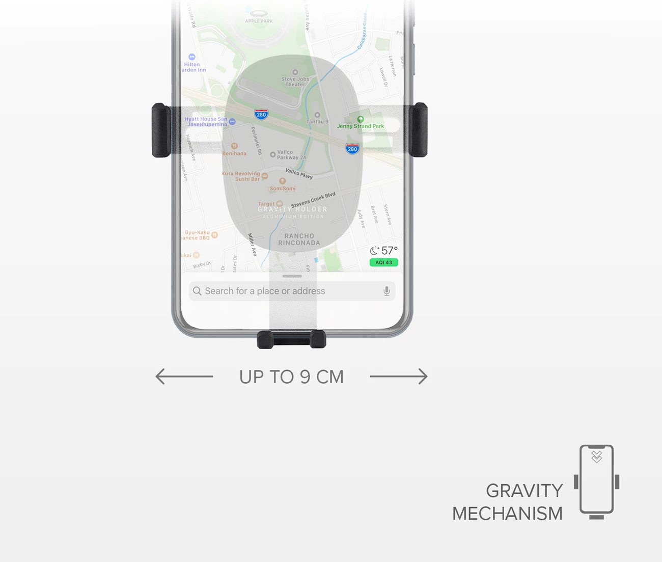 Mbështjellës për celular SBS TESUPPCLIPGRAVK, për grilë ajri, gravitacional, i zi