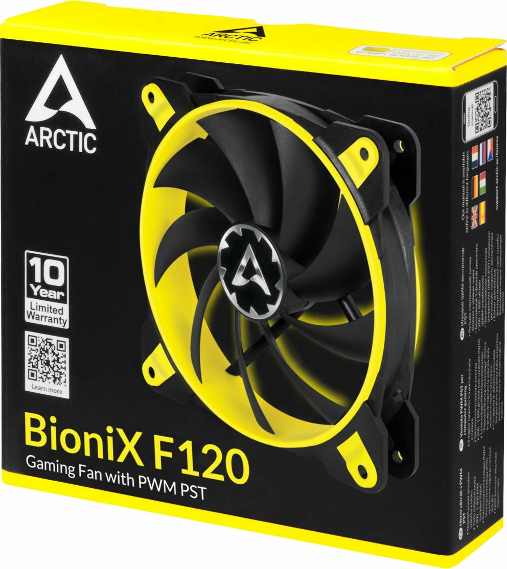 Ventilator kasë Arctic BioniX F120 120mm PWM 4-pin 1800rpm, zi/verdhe, 1 copë