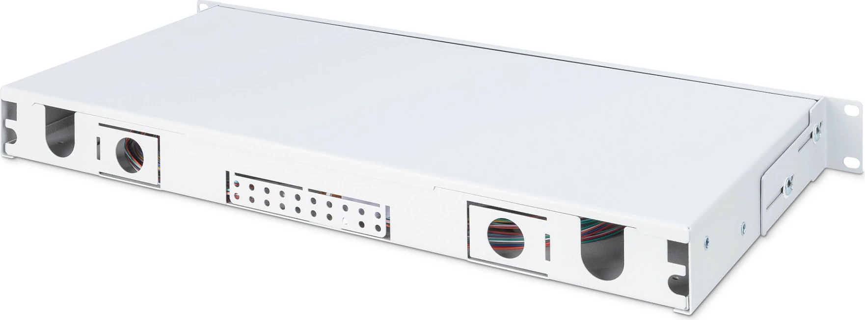 Panel menaxhimi kabllosh Digitus, FO splice box 1U, 24x LC DX, OM4, çelik, gri